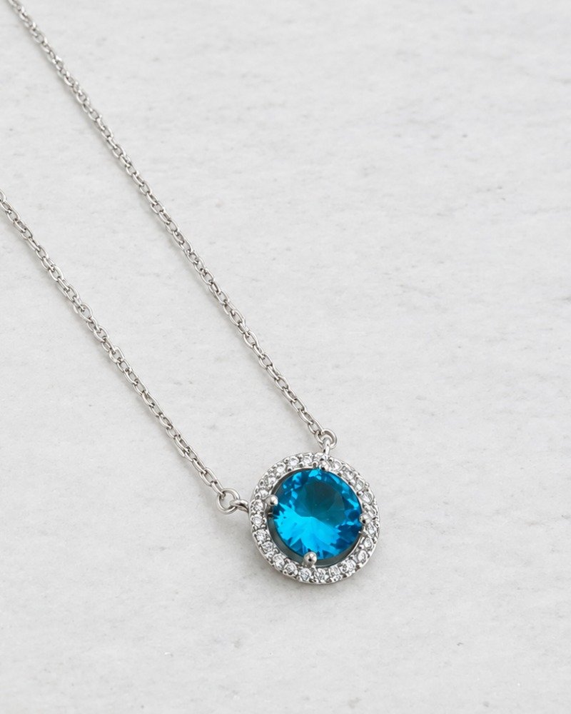 Colar Circulo Cravejado Azul